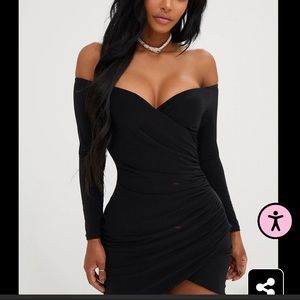 PrettyLittleThing Black Off-Shoulder Dress